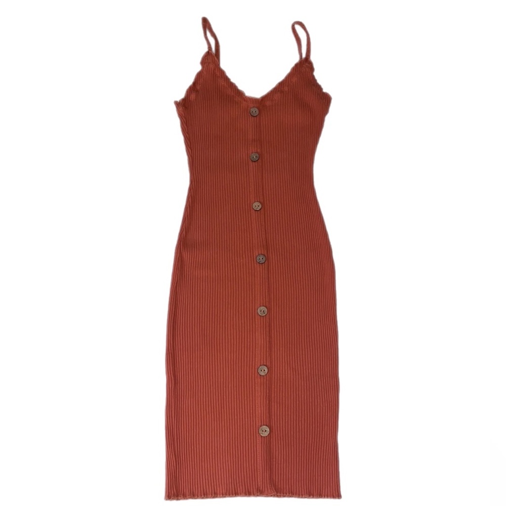 Orange midi dress